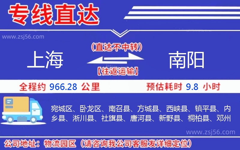 上海到南陽物流公司